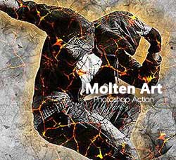 极品PS动作－溶岩裂缝(含高清视频教程)：Molten Art V.1 Photoshop Action